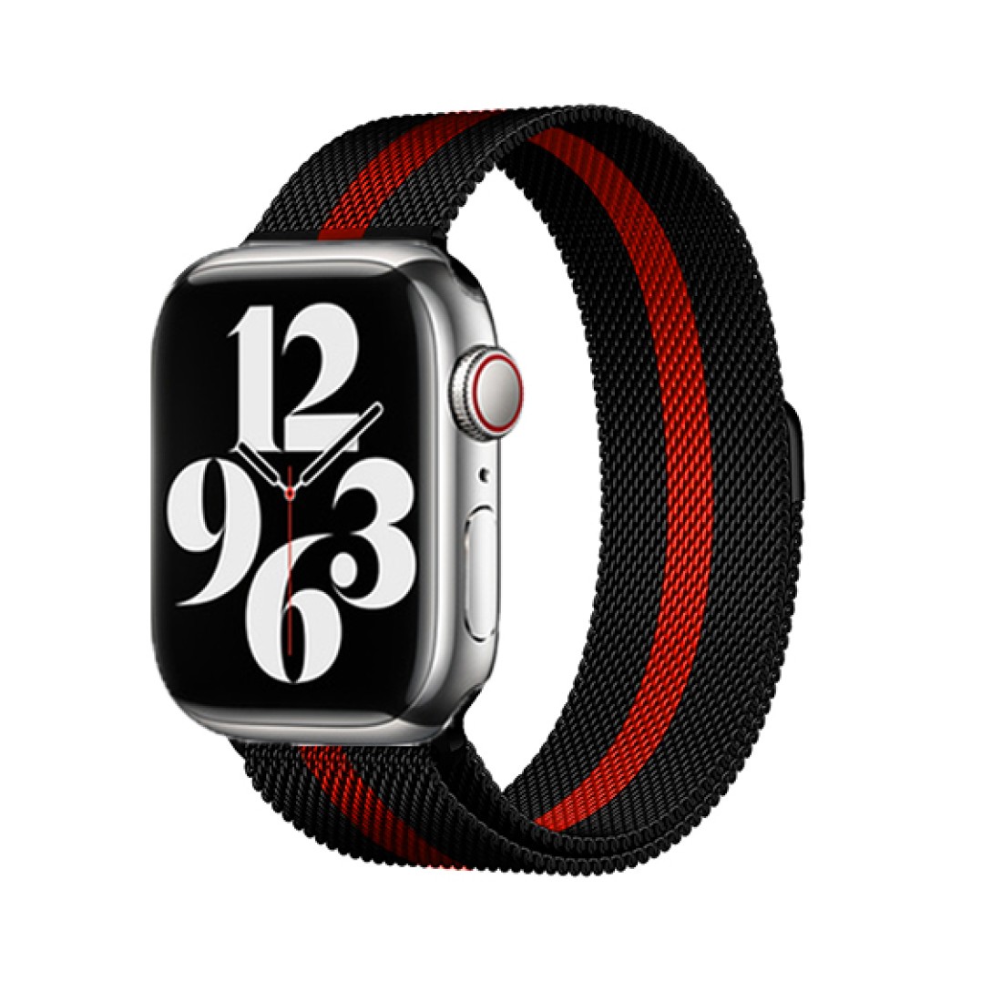 Apple Watch Uyumlu Milano Loop Çelik Kordon Red Black