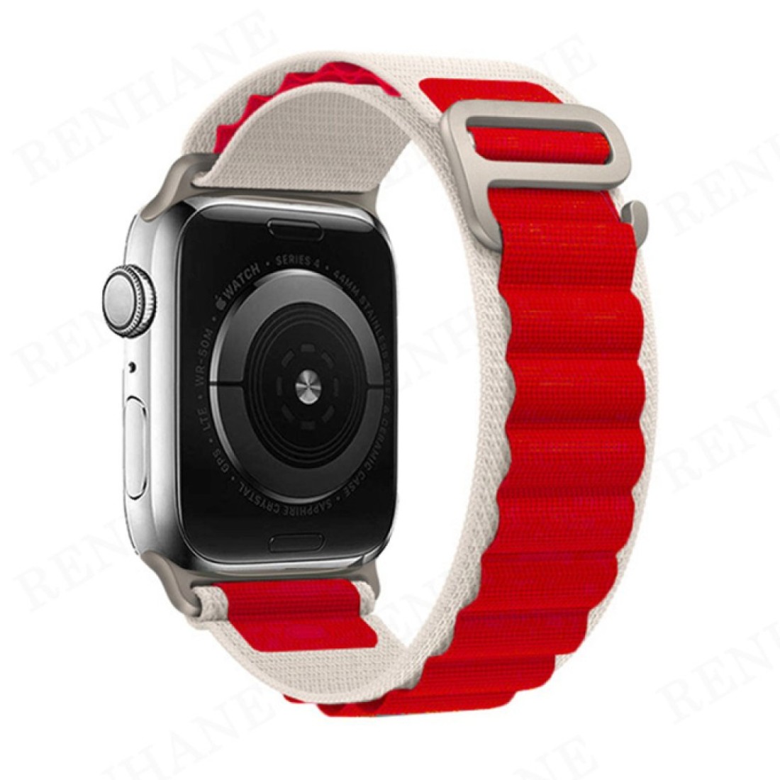 Apple Watch Uyumlu Alpine Loop Kordon Kırmızı-Beyaz
