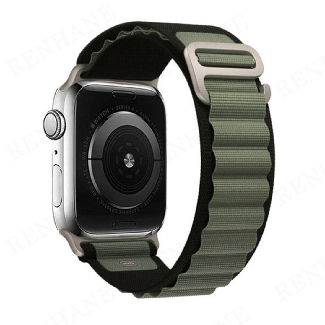 Apple Watch Uyumlu Alpine Loop Kordon Siyah-Yeşil