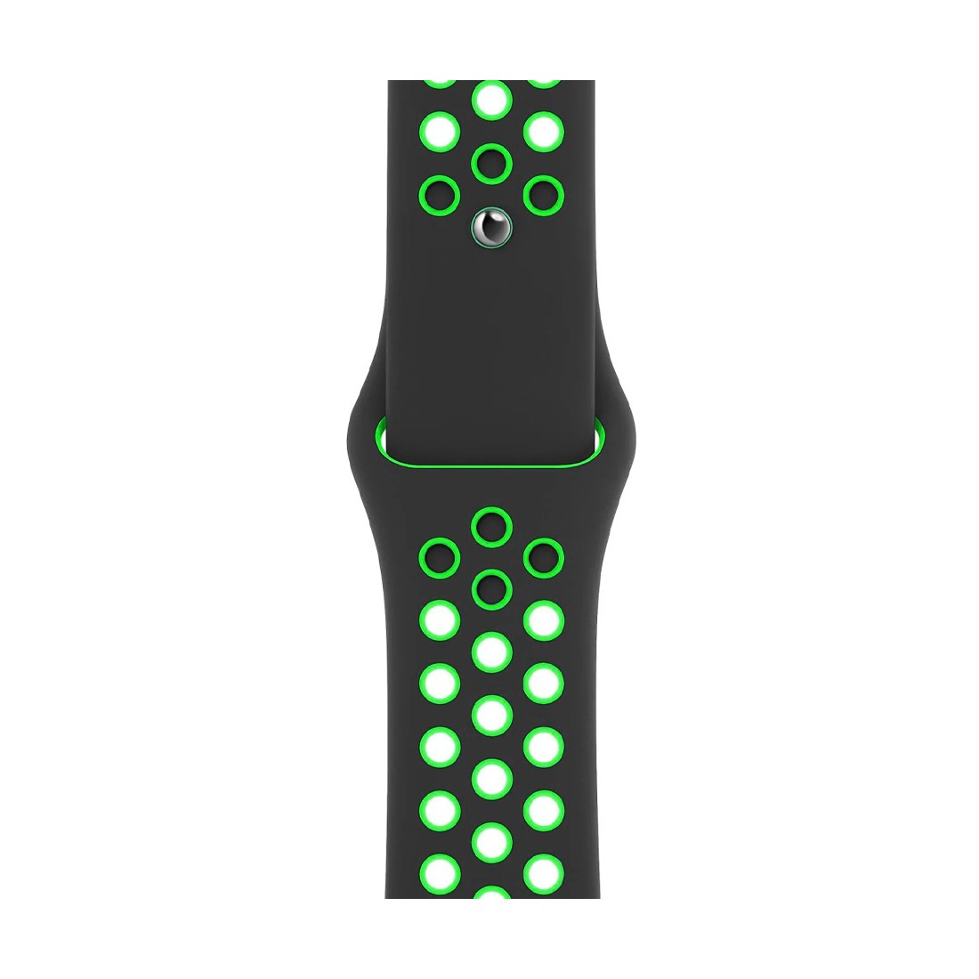 Apple Watch Uyumlu Delikli Spor Silikon Black Light Green