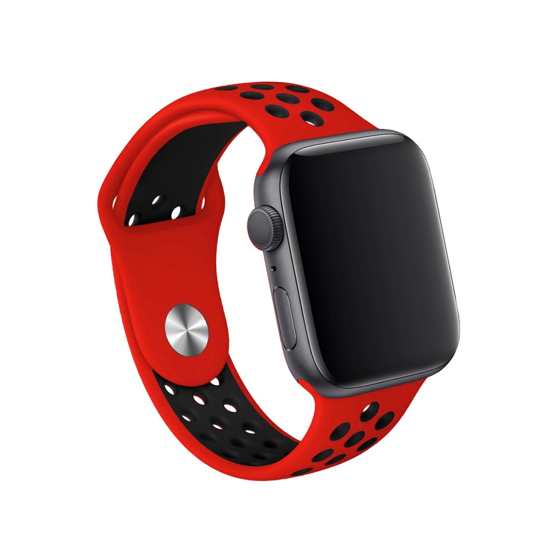 Apple Watch Uyumlu Delikli Spor Silikon Blacky Red