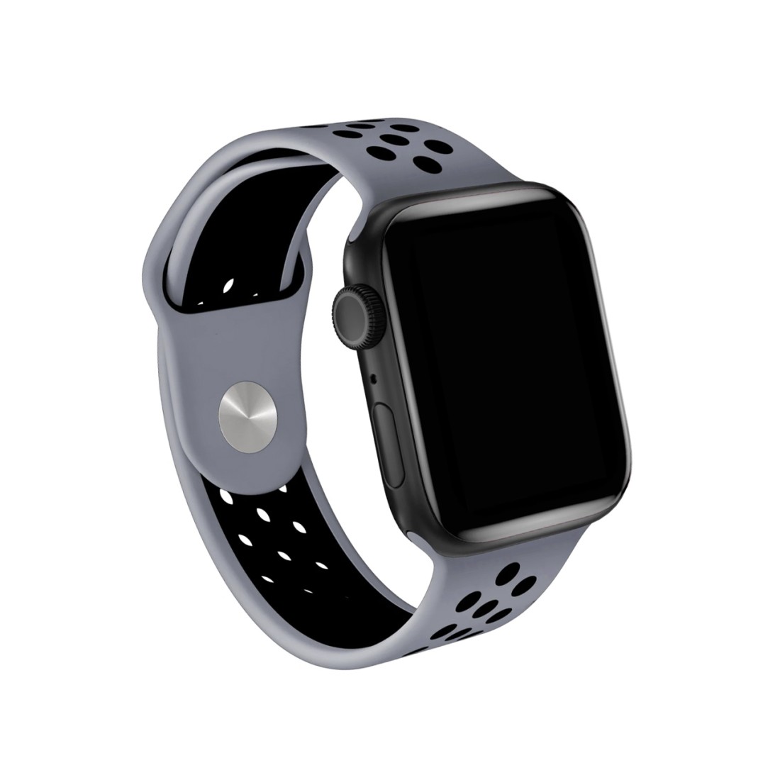 Apple Watch Uyumlu Delikli Spor Silikon Gray n Black