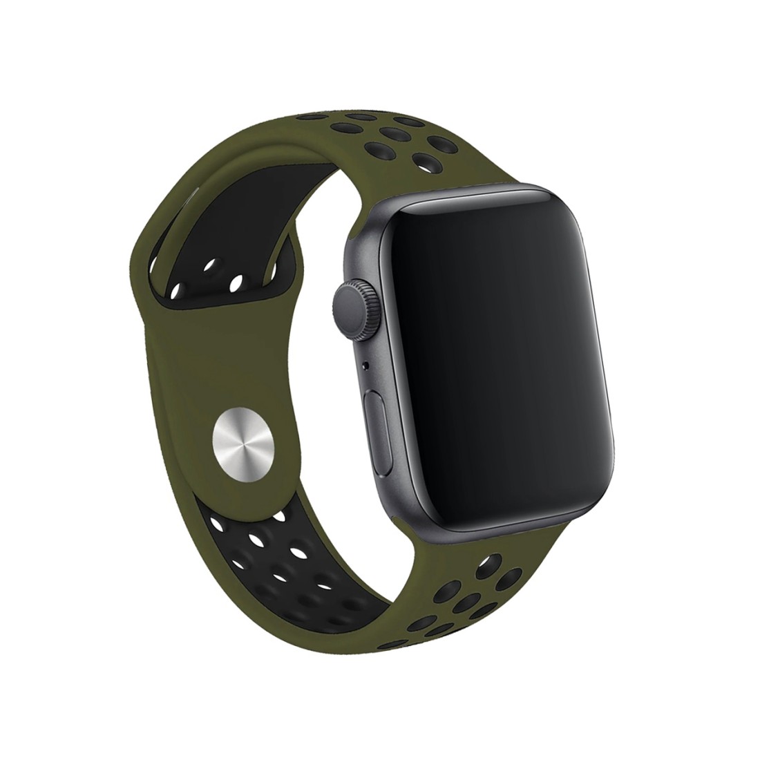 Apple Watch Uyumlu Delikli Spor Silikon Military Black