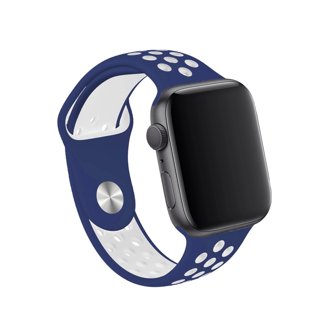 Apple Watch Uyumlu Delikli Spor Silikon Navy White
