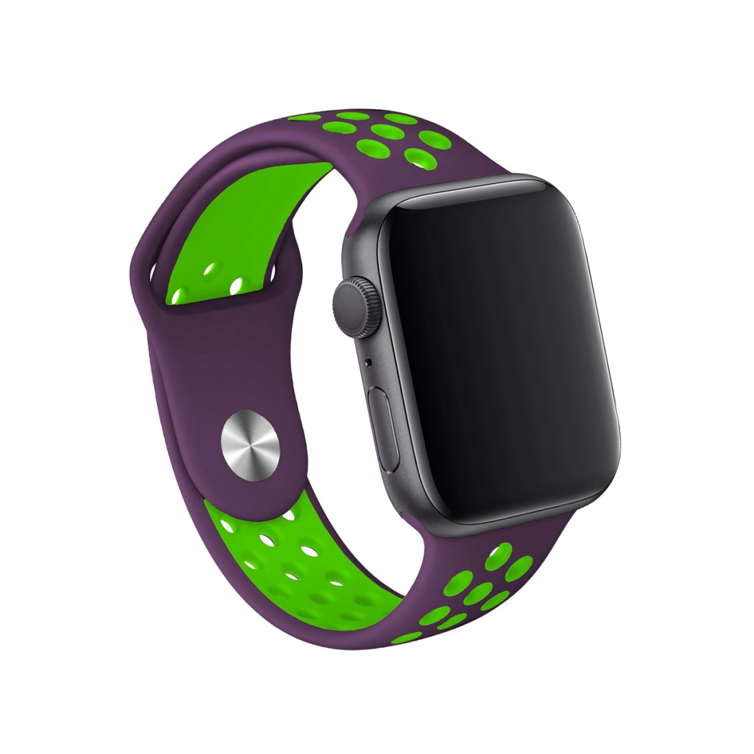 Apple Watch Uyumlu Delikli Spor Silikon Purp Green