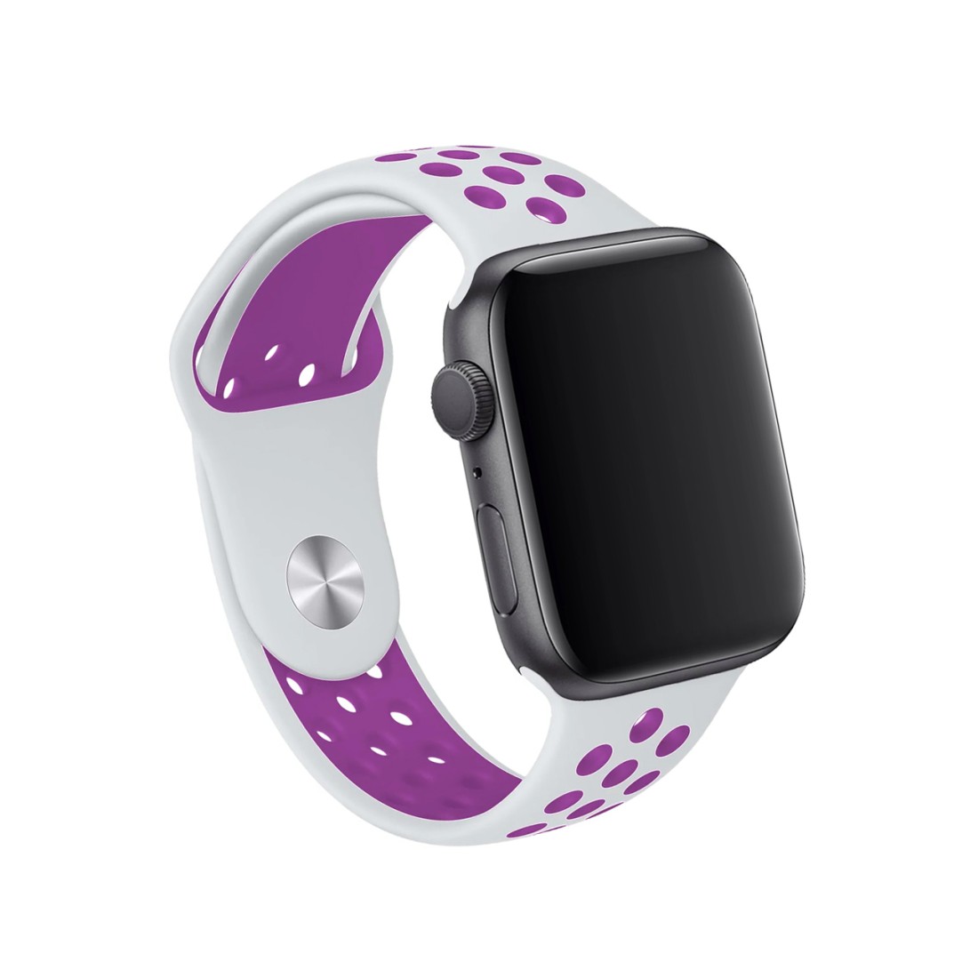 Apple Watch Uyumlu Delikli Spor Silikon White n Purple