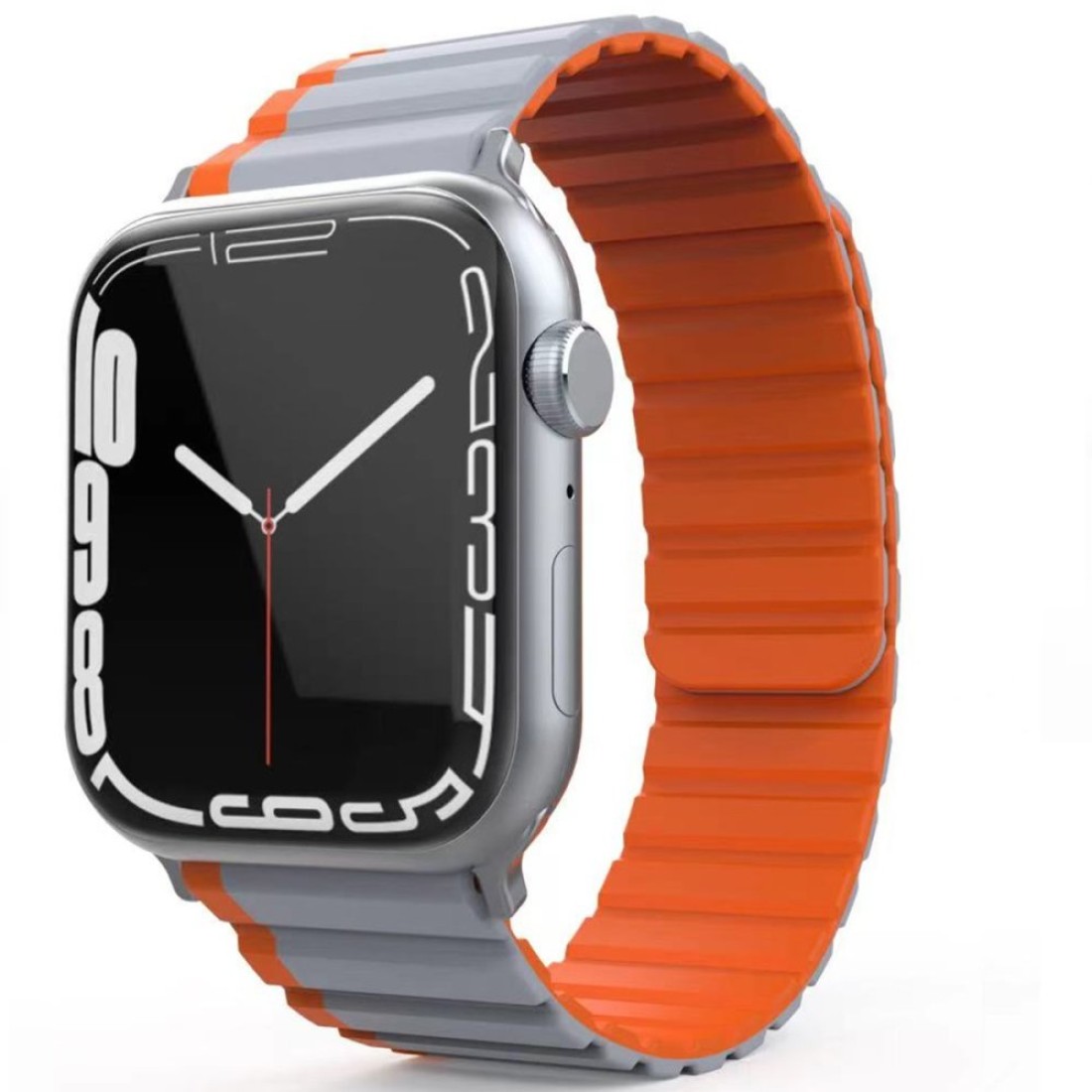 Apple Watch Uyumlu Moven Loop Mıknatıslı Kordon Gri Turuncu