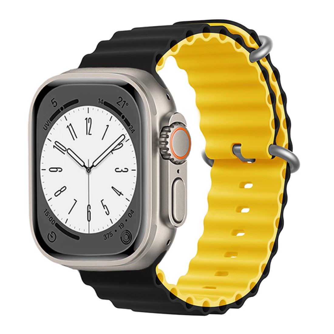 Apple Watch Uyumlu Ocean Silikon Kordon Black Yellow
