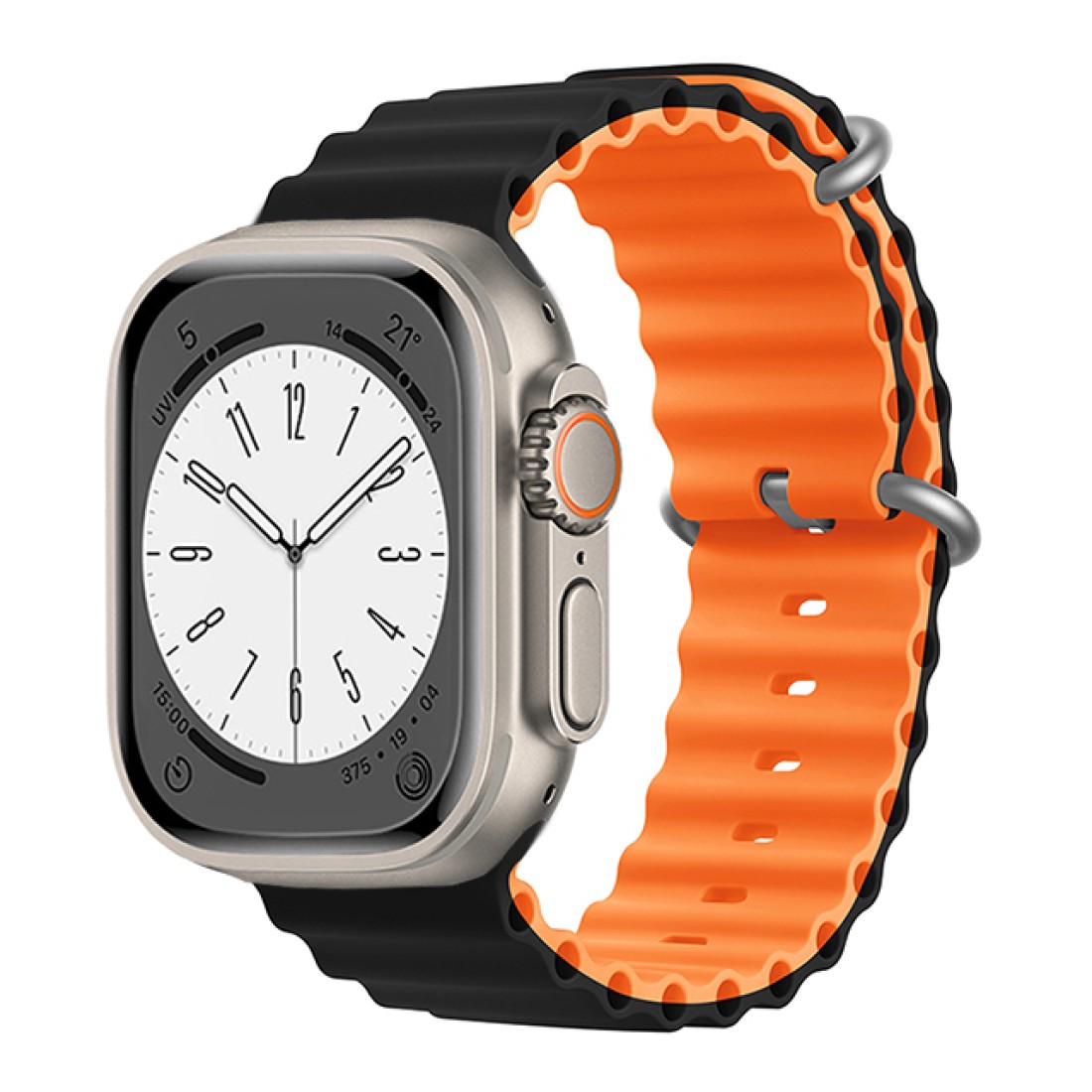 Apple Watch Uyumlu Ocean Silikon Kordon Black Orange