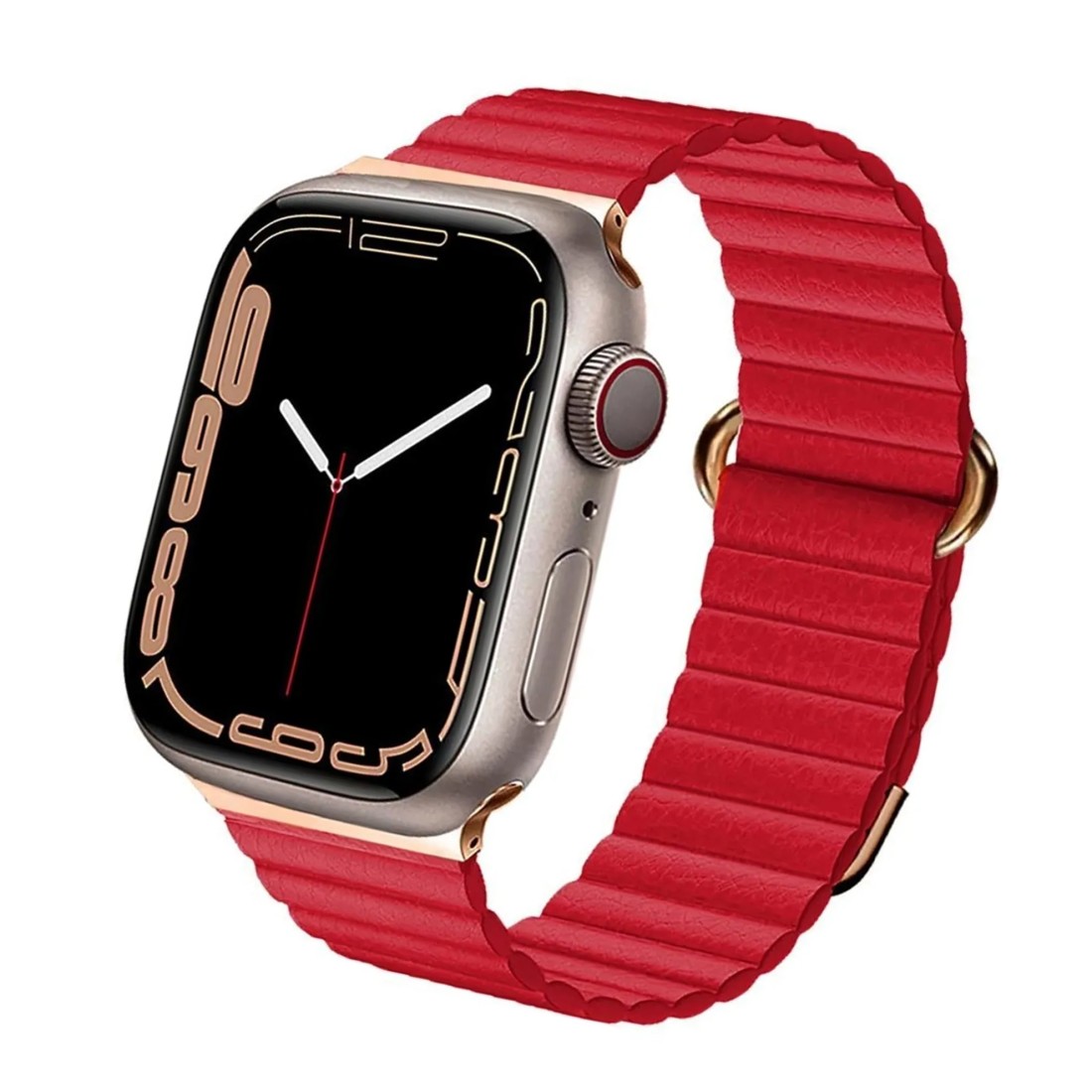 Apple Watch Uyumlu Peak Loop Deri Kordon Rossie Red