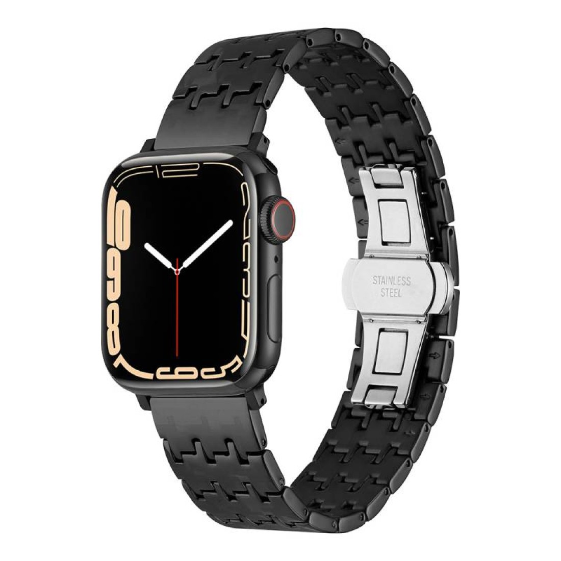 Apple Watch Uyumlu Vegas Loop Çelik Kordon Siyah